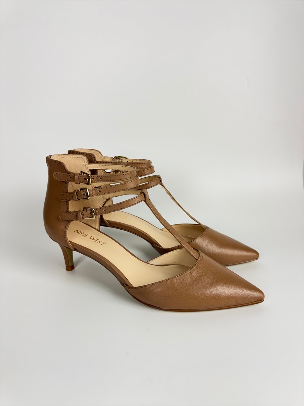 Nine West Women Pointed Toe Strappy Kitten Heels